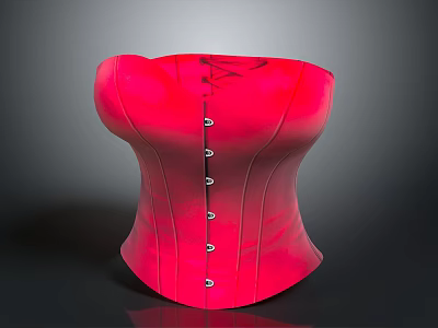 Stylish Red Corset With Metal Buttons For Daily Fashion And Comfortable Wear 3d model