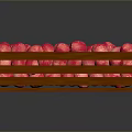 Fresh Pink Fruits Filled in Wooden Crate on Dark Background
