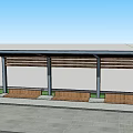 Outdoor Pergola With Wooden Roof Benches And People Sitting In Green Park By Waterfront