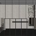 Modern Sales Office Interior With Decorative Chandelier And Sand Table Model