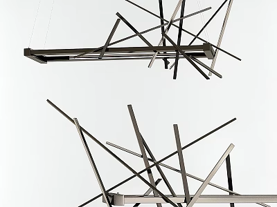 Modern Geometric Chandelier Featuring Multiple Intersecting Metal Rods And Abstract Design 3d model