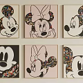 Colorful Mickey Minnie Themed Photo Wall With Framed Art Decorations