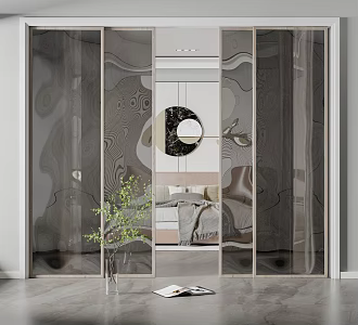 Modern sliding door glass sliding door 3d model