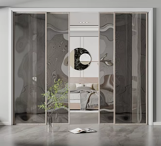Modern sliding door glass sliding door 3d model