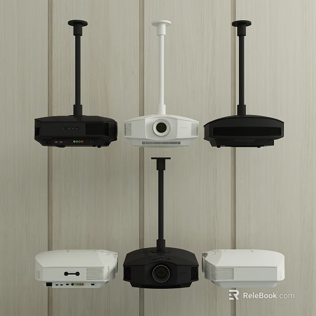 Projection Monitoring Devices Black And White Ceiling Mounted Security Setup 3d model 