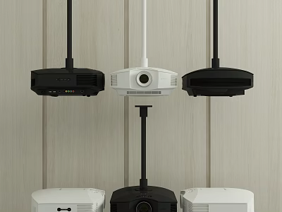 Projection Monitoring Devices Black And White Ceiling Mounted Security Setup 3d model