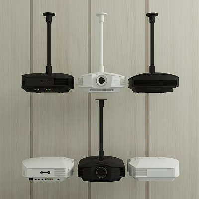 Projection Monitoring Devices Black And White Ceiling Mounted Security Setup 3d model