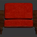 Classic Single Sofa Upholstered With Red Cushion And Wooden Armrests Legs