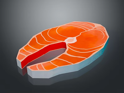 Fresh Salmon Fillet With Vibrant Orange Flesh And Smooth Marbled Texture 3d model