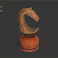 Red Horse Head Sculpture Unique Curved Design With Round Base Artistic Carving