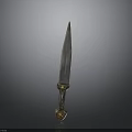 Vintage Ornate Dagger With Sharp Metal Blade And Golden Handle Design
