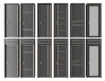 New Chinese Style Flat Door Toilet Door Combination 3d model