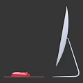 Apple iMac Desktop Computer With Pink Keyboard Mouse Transparent Mouse Pad And Colorful Interface Icons