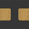 Two Decorative Cardboard Boxes With Hexagonal Yellow Patterns And Red Accents For Scene Construction