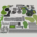 Garden Landscape Design With Shaped Green Areas Stone Pathways And Decorative Elements