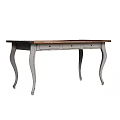 Elegant Classic Desk With Wooden Top Gray Curved Legs And Drawer Storage
