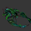 Fantastical Plant Featuring Bioluminescent Green Pink Vibrant Twisted Vines Circular Rings And Decorative Spots
