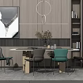 Modern Dining Table and Chair Combination 3d model