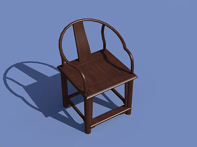 Dark Wooden Armchair with Curved Armrests Backrest and Traditional Natural Wood Grain Design 3d model