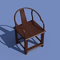 Dark Wooden Armchair with Curved Armrests Backrest and Traditional Natural Wood Grain Design