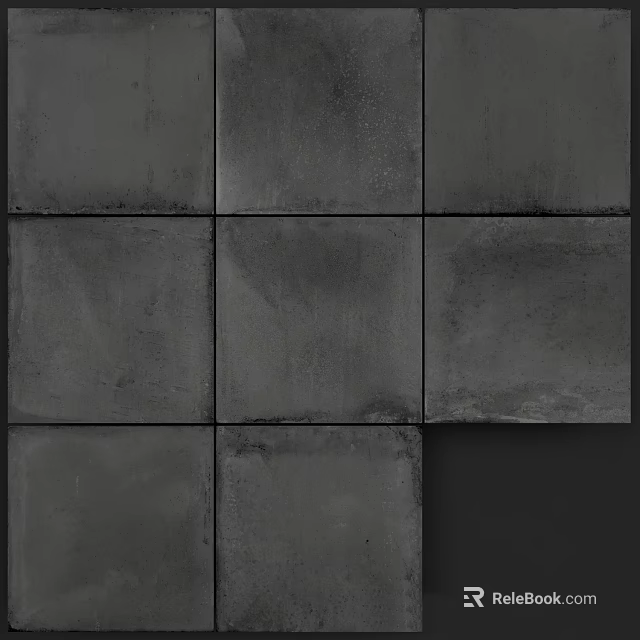 Textured Grey Square Tiles Wall With Concrete Finish And Modern Design 3d model 