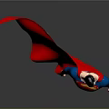 Superhero Character In Blue Suit With Red Cape And S Symbol Standing