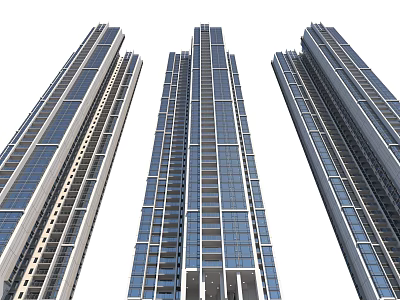 Modern High Rise Residential Buildings Featuring Glass Windows And Contemporary Exterior 3d model