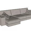 Modern Light Gray Sectional Sofa With Soft Cushions And Comfortable Armrests 3d model