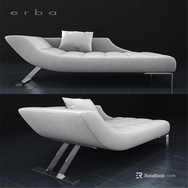 Modern Light Gray Double Sofa With Metal Legs And Accent Pillow 3d model 