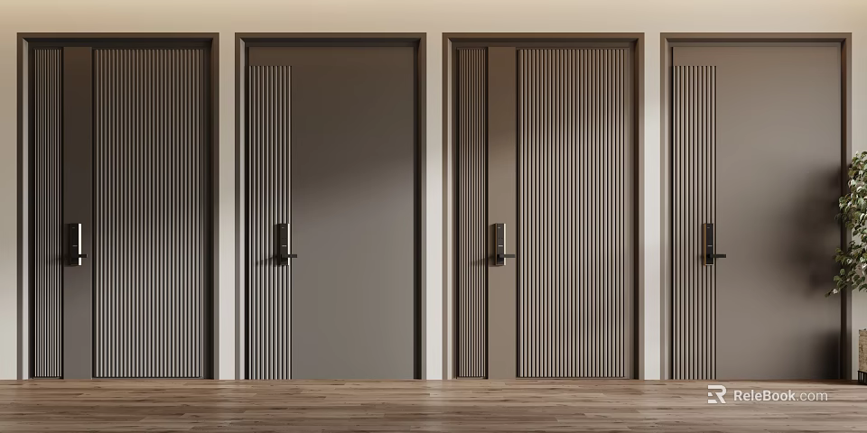 Modern Security Doors With Sleek Lines In Interior 3d model 