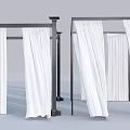 Elegant White Curtains With Modern Drapery Design And Metal Rod For Home Interior