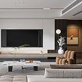 Modern Living Room Interior Design With TV Wall Sofa Coffee Table And Plants 3d model