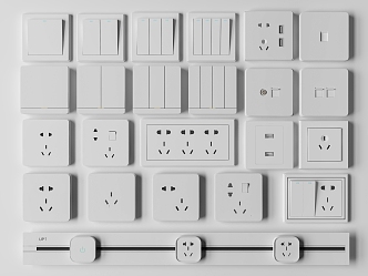 Modern switch socket combination 3d model