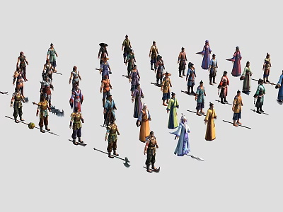 Game Movie Characters With Diverse Outfits Various Poses And Distinct Character Designs 3d model