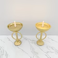 Modern Stylish Candle Lamps In Silver Gold Black White On Marble Tabletop
