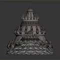 Futuristic Tiered Metallic Structures With Dome Like Design And Shiny Surfaces