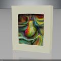 White Square Picture Frame Furniture Displaying Colorful Pear Artwork With Swirl Background