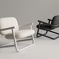 Modern Leisure Chairs With White And Black Upholstery And Metal Frame Design