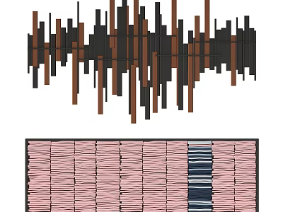 Modern Wall Decor With Vertical Strips In Brown Black And Pink Blue Patterns 3d model