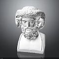 White Decorative Furniture Sculpture With Bearded Ram Horns Male Head And Base