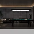 Modern Billiard Room Interior With Pool Table Sofa Green Plant And Wine Rack