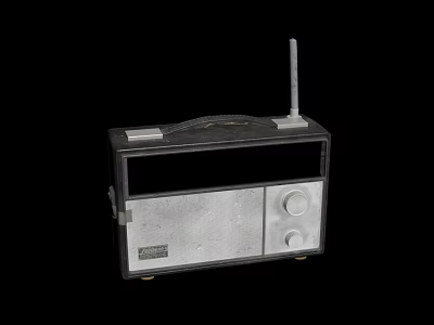 Vintage Old Fashioned Radio with Antenna Control Knobs and Classic Black Silver Look 3d model