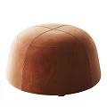 Stylish Round Velvet Ottomans in Brown Gray with Striped Blanket