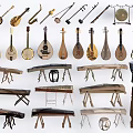 Traditional Musical Instruments and Art Supplies with Various Types and Handcrafted Designs