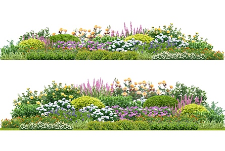 Flower border plant group net red ornamental flowers and plants community plant combination courtyard flowers and plants 3d model