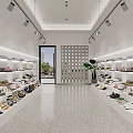 Shoe Store Modern Interior With White Shelves Displaying Various Footwear Collections Neatly Arranged