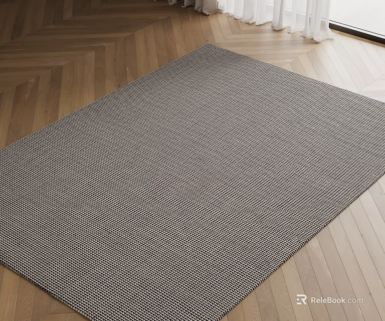Square Rug Woven Design Soft Texture Neutral Tone for Living Room Home Decor 3d model 