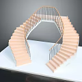 Modern Spiral Staircase With Wooden Handrail Black Railings And Light Colored Steps