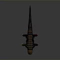 3D Reptile Model With Dark Gray Scaly Body Open Mouth And Red Claws