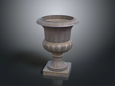 Classical Stone Flower Pot Sculpture With Intricate Carved Details On Pedestal Base 3d model